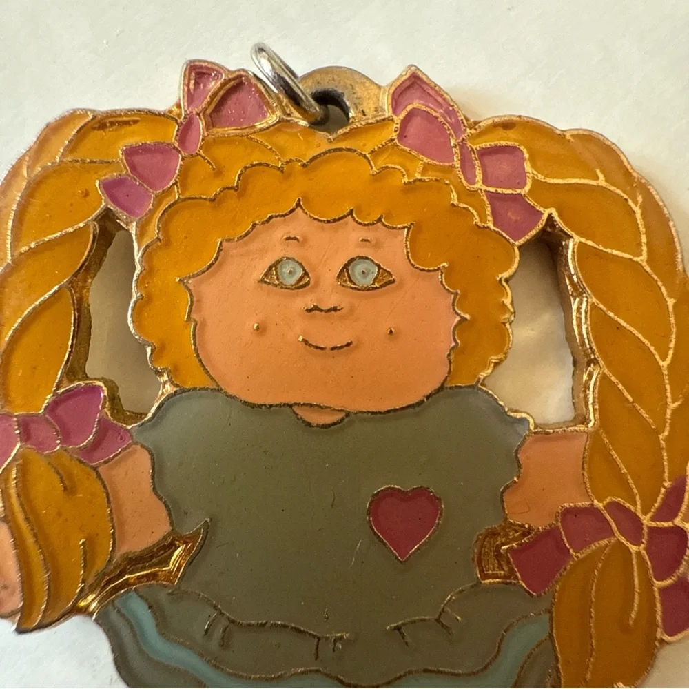 Vtg Cabbage Patch Kids Pendant Necklace 1983 Enameled Retro Nostalgia Jewelry